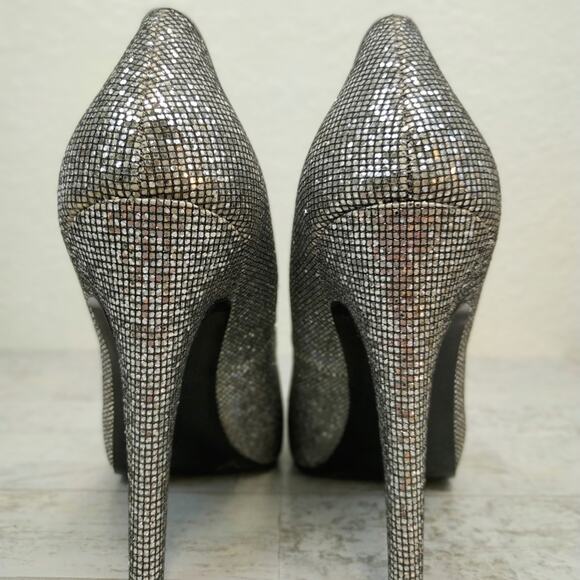 BCBG Silver/Candie Glitter Parade Platform Heels - Picture 6 of 8